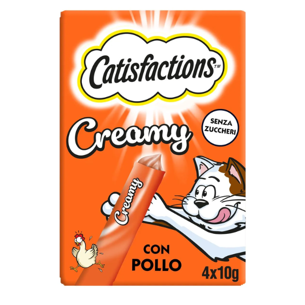 Catisfaction Dreamies Creamy snack per gatti 4x10 gr - Pollo - 1° ORDINE? scegli lo sconto BZR5 / BZR20 + 200 punti fedeltà