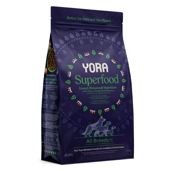 Yora Superfood crocchette a base di insetti Dog Adult All Breeds Hypoallergenic - 12 Kg - 1° ORDINE? scegli lo sconto BZR5 / BZR20 + 200 punti fedeltà