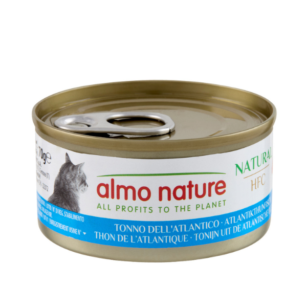 Almo Nature HFC Natural monoproteico Cat 70 gr - Tonno dell'Atlantico - Confezione da 6 pezzi - Cibo umido per gatti - 1° ORDINE? scegli lo sconto BZR5 / BZR20 + 200 punti fedeltà