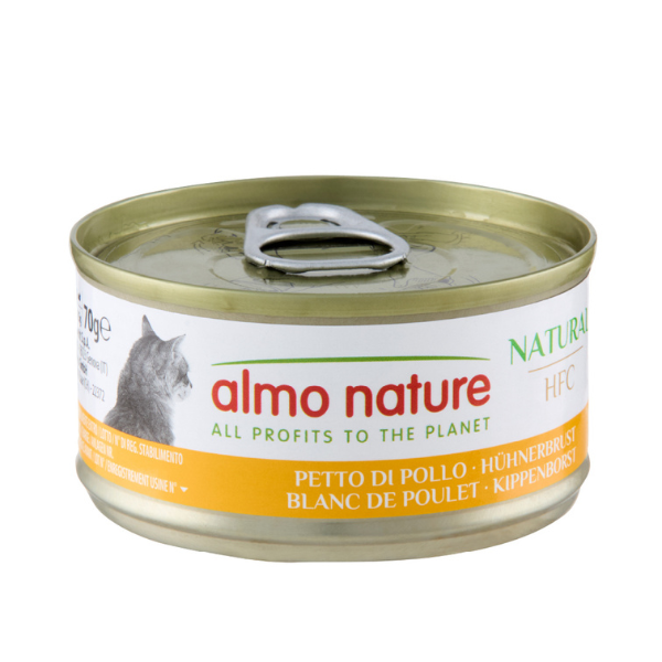 Almo Nature HFC Natural monoproteico Cat 70 gr - Petto di Pollo - Confezione da 6 pezzi - Cibo umido per gatti - Cibo monoproteico gatto - 1° ORDINE? scegli lo sconto BZR5 / BZR20 + 200 punti fedeltà
