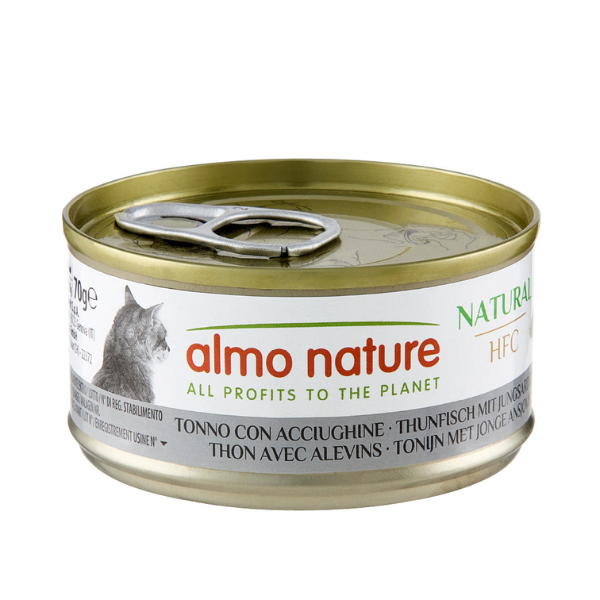 Almo Nature HFC Natural monoproteico Cat 70 gr - Tonno con Acciughine - Confezione da 6 pezzi - Cibo umido per gatti - Cibo monoproteico gatto - 1° ORDINE? scegli lo sconto BZR5 / BZR20 + 200 punti fedeltà