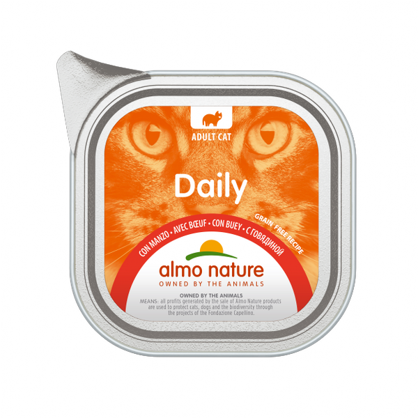 Almo Nature Daily Grain Free Menù Cat 100 gr - Manzo Confezione da 32 pezzi