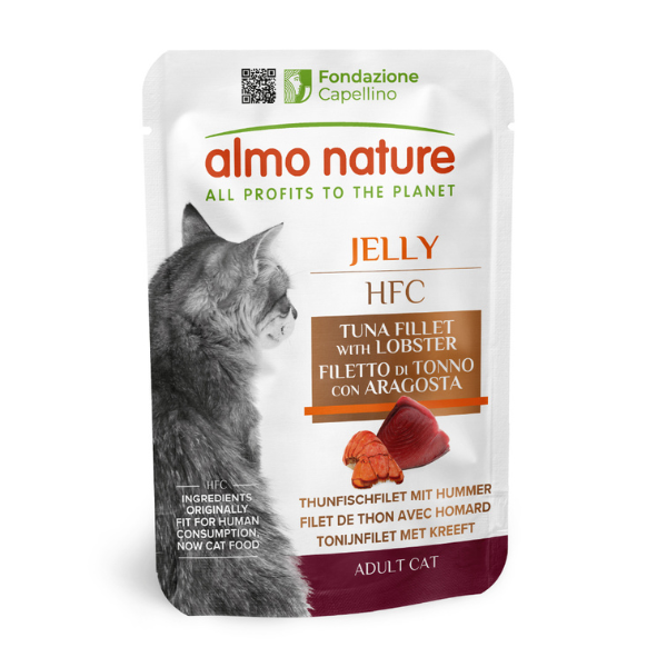 Almo Nature HFC Jelly Adult 55 gr - Tonno e Aragosta - Confezione da 24 pezzi - Cibo umido per gatti - Cibo monoproteico gatto - 1° ORDINE? scegli lo sconto BZR5 / BZR20 + 200 punti fedeltà