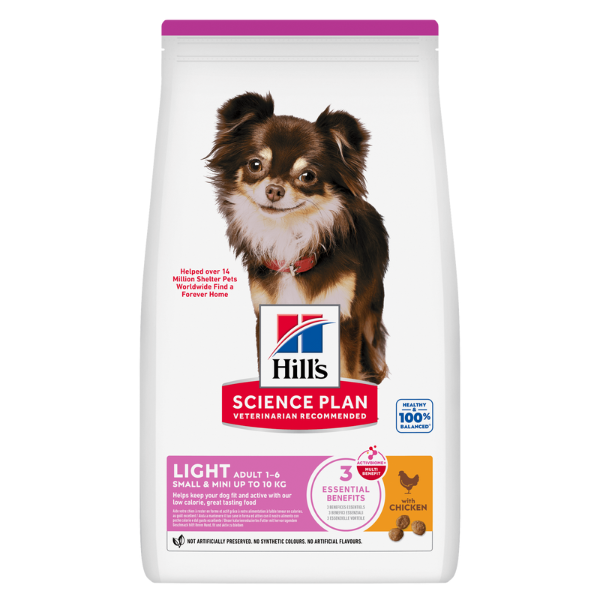 Hill's Science Plan Light Small & Mini Adult Alimento per cani con Pollo - 1,5 kg - Croccantini per cani