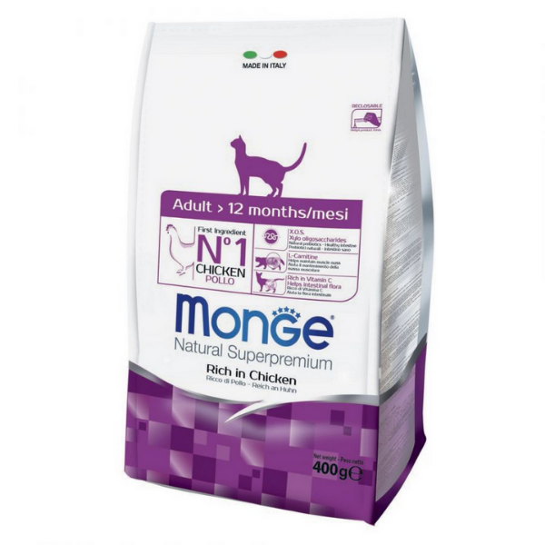 Image of Monge Natural Superpremium Adult Ricco in Pollo - 400 gr Croccantini per gatti