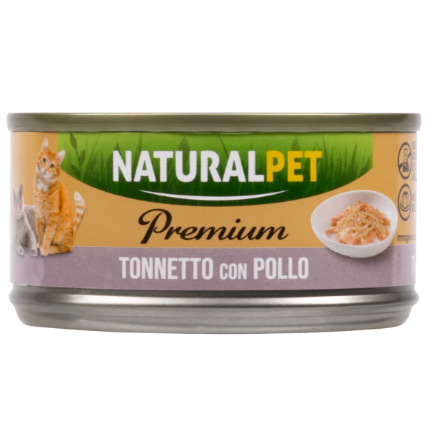 NaturalPet Premium Cat Adult umido in gelatina 70 gr - tonnetto con pollo - Confezione da 6 pezzi - 1° ORDINE? scegli lo sconto BZR5 / BZR20 + 200 punti fedeltà