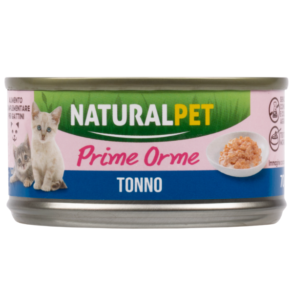 NaturalPet Prime Orme Kitten umido morbido 70 gr - tonno - Confezione da 6 pezzi - 1° ORDINE? scegli lo sconto BZR5 / BZR20 + 200 punti fedeltà