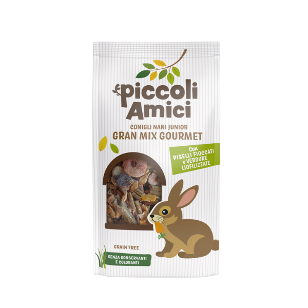 Image of Piccoli Amici Gran Mix Gourmet per Conigli Nani Junior - 500 gr - Mangime per conigli - 1° ORDINE? scegli lo sconto BZR5 / BZR20 + 200 punti fedeltà010