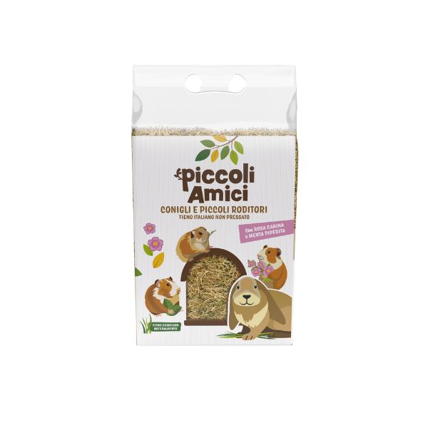 Image of Piccoli Amici Fieno per conigli e piccoli roditori non pressato 500 gr - fieno con rosa canina e menta piperita - Mangime per conigli - 1° ORDINE? scegli lo sconto BZR5 / BZR20 + 200 punti fedeltà010