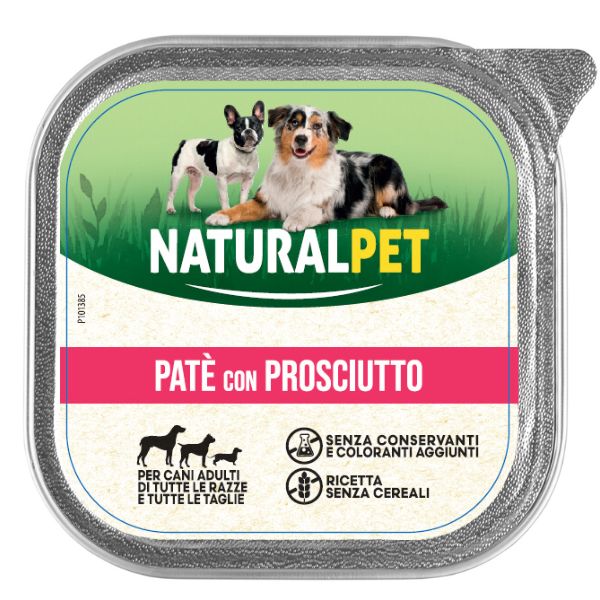 Image of NaturalPet Dog Adult Patè Gluten Free 150 gr - Prosciutto Confezione da 6 pezzi Cibo Umido per Cani