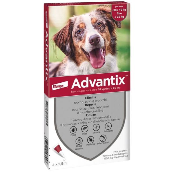 Image of Advantix antiparassitario Spot-On per cani - Cani 10-25 Kg - 4 pipette