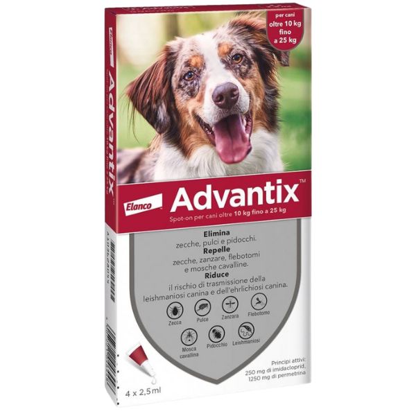 Advantix antiparassitario Spot-On per cani - Cani 10-25 Kg - 4 pipette