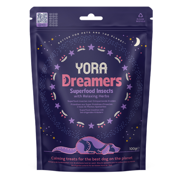 Yora Superfood Snack a base di insetti Dog Adult All Breeds Hypoallergenic 100 gr - Dreamers - con erbe calmanti - 1° ORDINE? scegli lo sconto BZR5 / BZR20 + 200 punti fedeltà