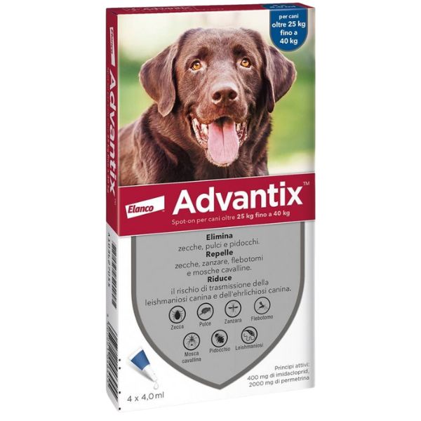 Image of Advantix antiparassitario Spot-On per cani - Cani 25-40 Kg - 4 pipette
