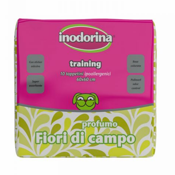 Image of Inodorina Tappetino Igienico con Sticker adesivo - 60 x 60 cm - 10 pz - Fiori di campo