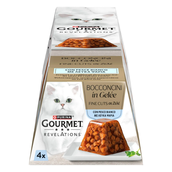 Purina Gourmet Revelations Mousse in gelatina 4x57gr - Pesce - 1° ORDINE? scegli lo sconto BZR5 / BZR20 + 200 punti fedeltà