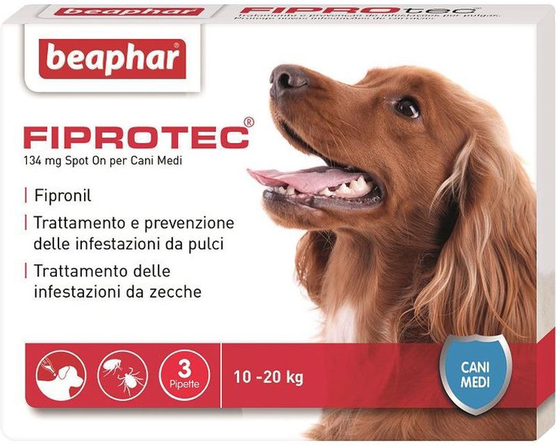 Image of Beaphar Fiprotec Spot On per cani - 3 pipette da 134 mg per taglia media (10-20 Kg)
