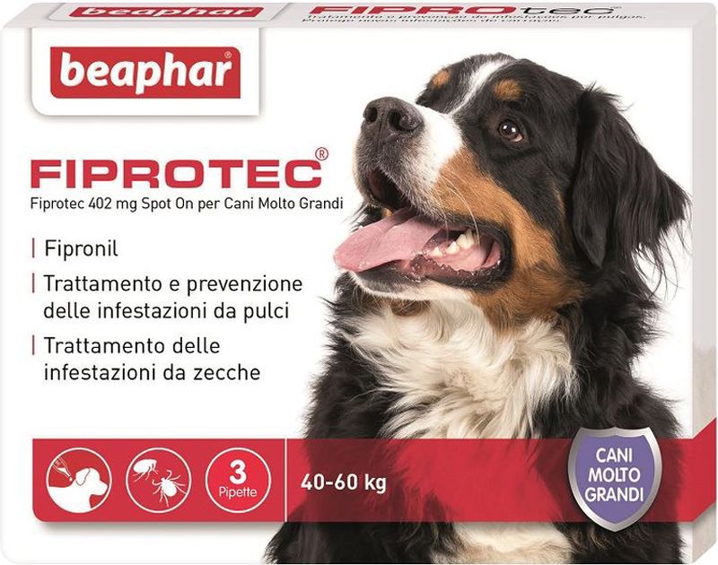 Image of Beaphar Fiprotec Spot On per cani - 3 pipette da 402 mg per taglia molto grande (40-60 Kg)