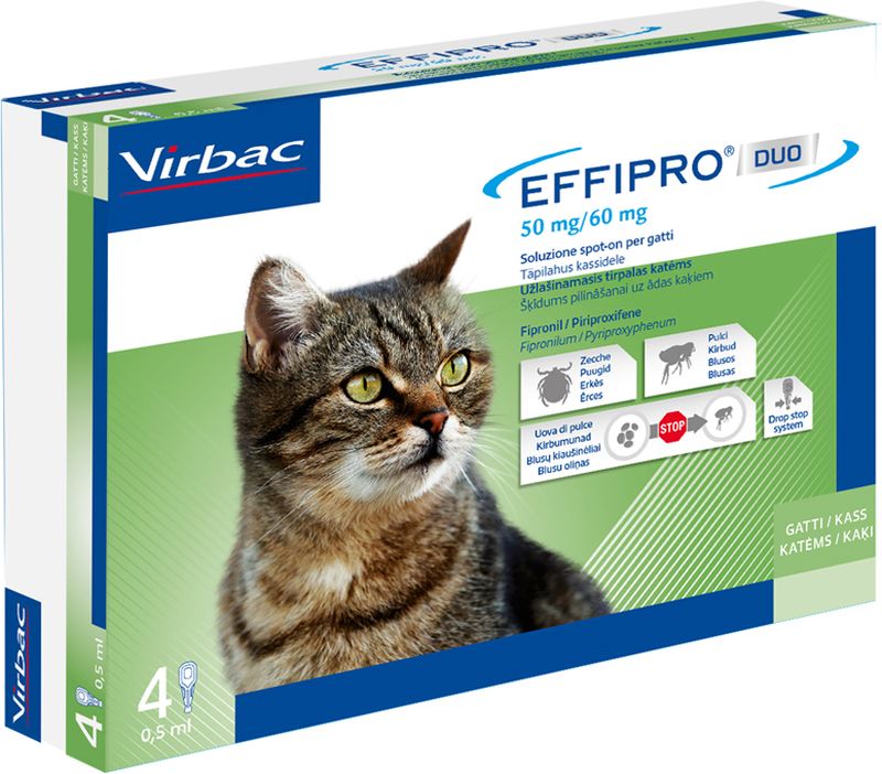 Image of Virbac Effipro Duo Spot-On Gatti - 4 pipette per gatti da 1 a 6 kg