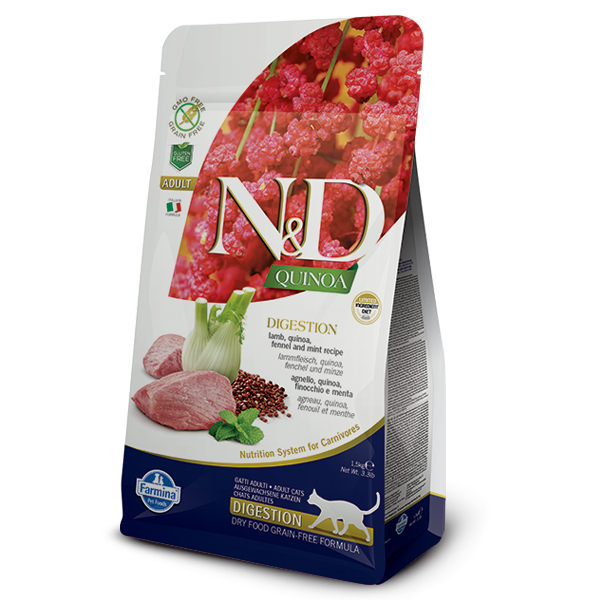 Image of Farmina N&D Grain Free Quinoa Gatto Digestion Agnello - 1,5 kg Croccantini per gatti