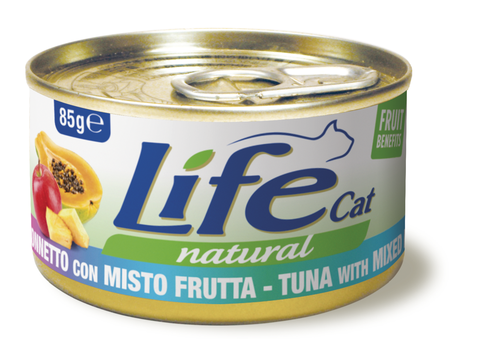 Image of Life Cat Natural con Frutta 85 gr - Tonno con Mix di Frutta Confezione da 24 pezzi Cibo umido per gatti