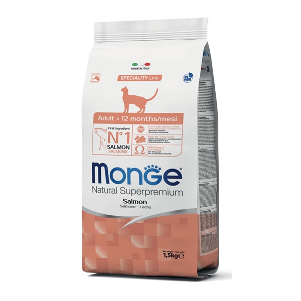 Image of Monge Natural Superpremium Adult Monoprotein con Salmone - 400 gr Croccantini per gatti Monoproteico crocchette cani