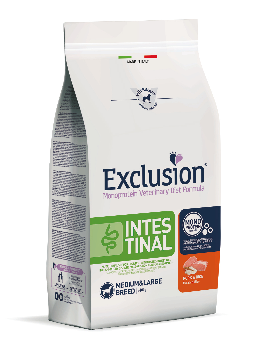 Image of Exclusion Diet Intestinal Medium/Large Breed Maiale e Riso - 12 kg Dieta Veterinaria per Cani