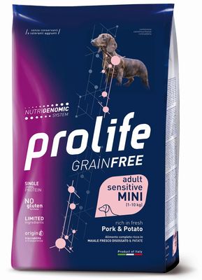 Image of Prolife Grain Free Cane Adult Sensitive Mini Maiale e Patate - 600 gr Croccantini per cani