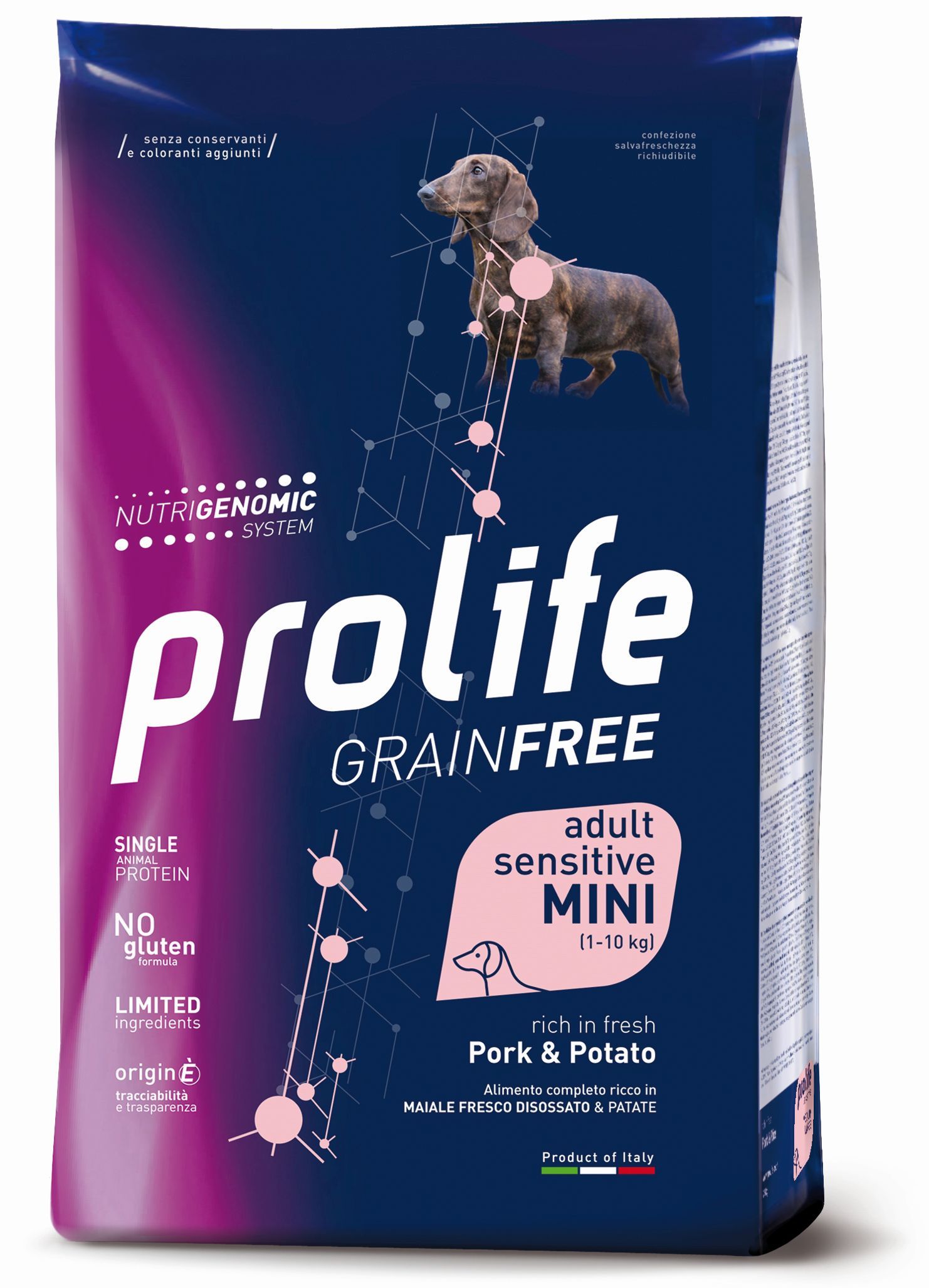 Image of Prolife Grain Free Cane Adult Sensitive Mini Maiale e Patate - 2 kg Croccantini per cani
