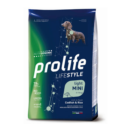Image of Prolife Lifestyle Cane Light Mini Merluzzo e Riso - 2 kg Croccantini per cani