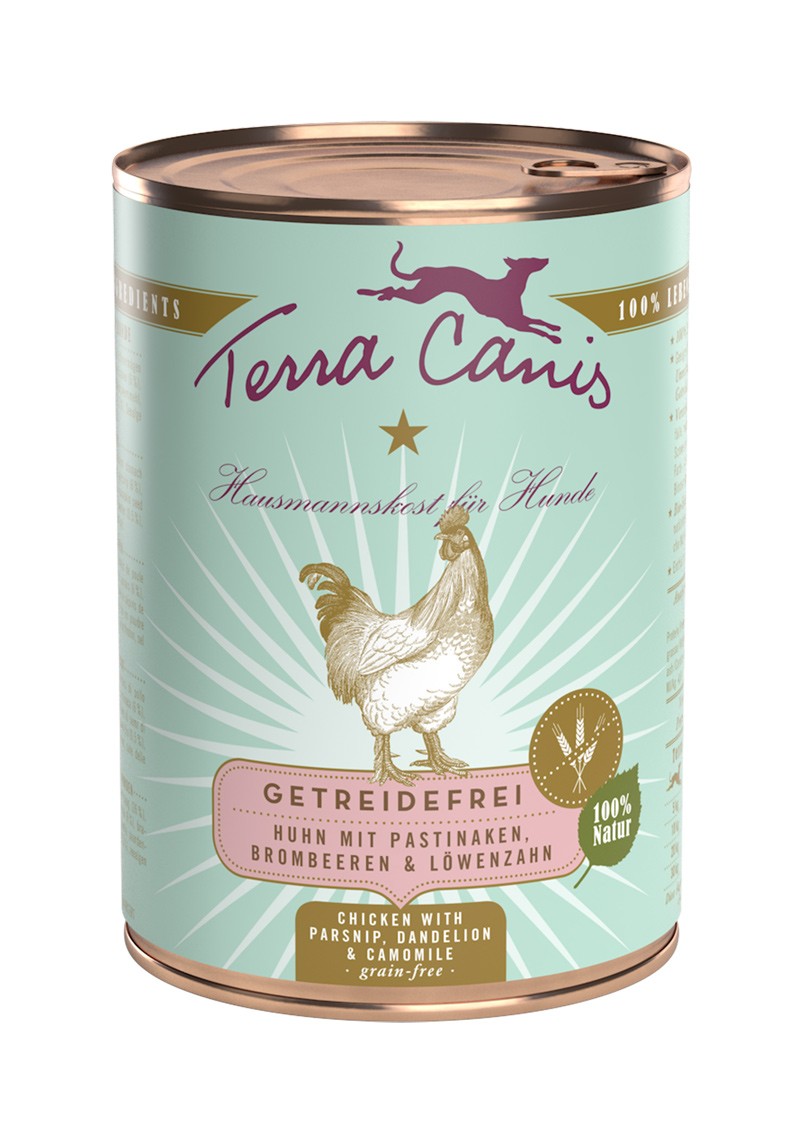 Image of Terra Canis Grain Free 400 gr - Pollo, pastinaca e dente di leone Confezione da 6 pezzi Cibo Umido per Cani