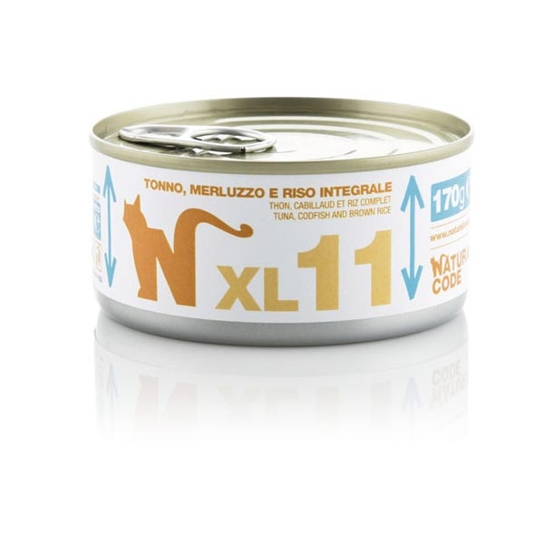 Natural Code XL 170 gr - 11 - Tonno, Merluzzo e Riso Integrale Confezione da6 pezzi