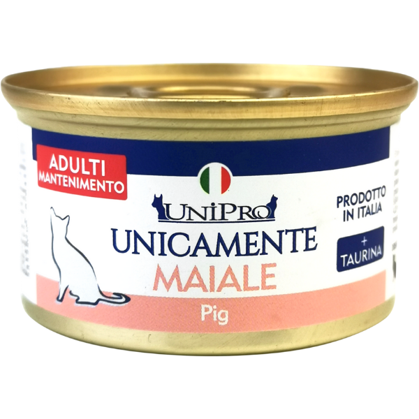 Image of Unipro Unicamente Cat Adult 85 gr - Monoproteico Maiale Confezione da 24 pezzi Cibo umido per gatti