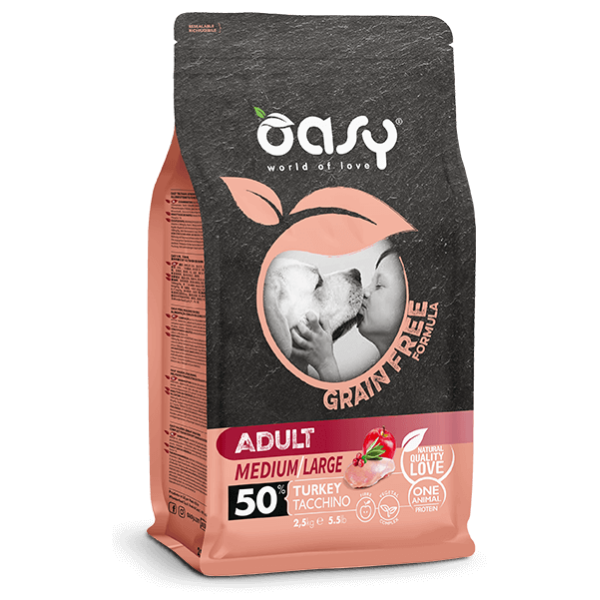 Image of Oasy Grain Free Adult Medium Large Tacchino - 12 Kg Croccantini per cani