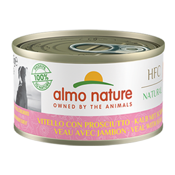 Image of Almo Nature Dog Natural 95 gr - Vitello con Prosciutto Confezione da 6 pezzi Cibo Umido per Cani
