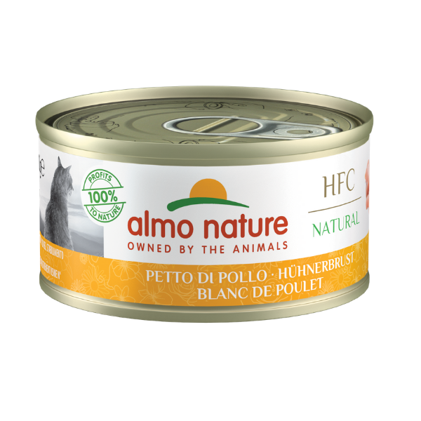 Image of Almo Nature HFC Natural monoproteico Cat 70 gr - Petto di Pollo Confezione da 6 pezzi Cibo umido per gatti