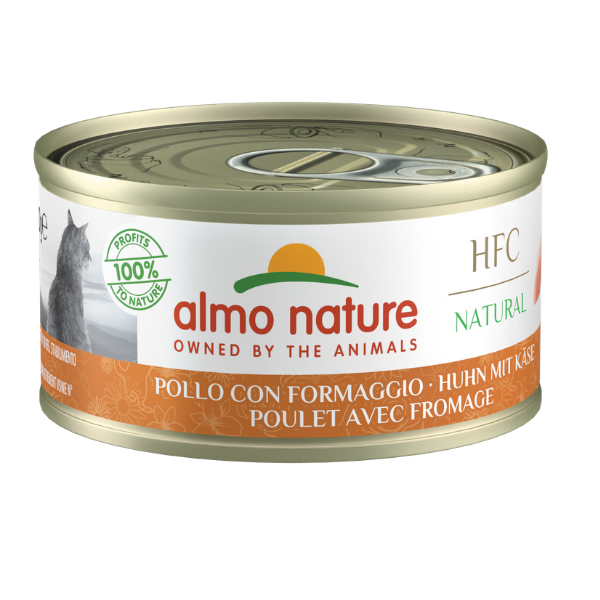 Image of Almo Nature HFC Natural monoproteico Cat 70 gr - Pollo con Formaggio Confezione da 6 pezzi Cibo umido per gatti
