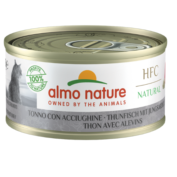 Image of Almo Nature HFC Natural monoproteico Cat 70 gr - Tonno con Acciughine Confezione da 6 pezzi Cibo umido per gatti