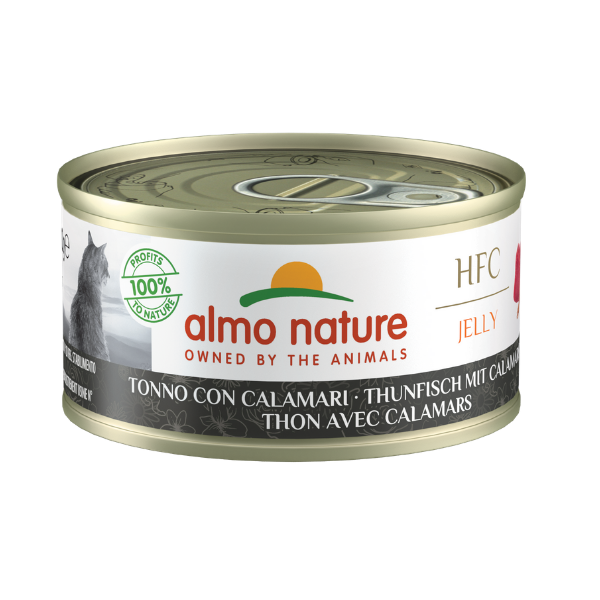 Image of Almo Nature HFC Natural monoproteico Cat 70 gr - Tonno con Calamari Confezione da 6 pezzi Cibo umido per gatti