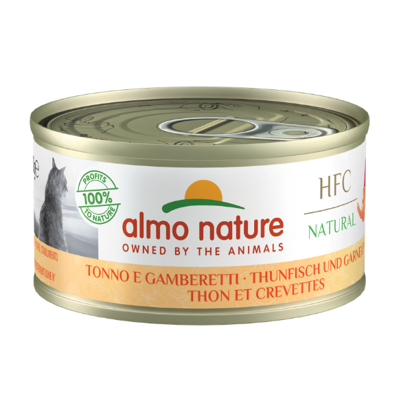 Image of Almo Nature HFC Natural monoproteico Cat 70 gr - Tonno e Gamberetti Confezione da 6 pezzi Cibo umido per gatti