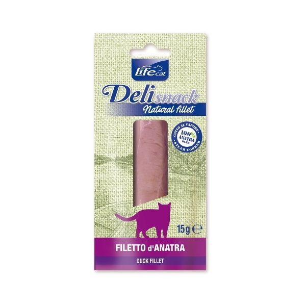 Image of Life cat Filetti Bolliti Snack Gatto 15 gr - Anatra Monoproteico crocchette cani