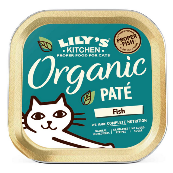 Image of Lily's Kitchen Ricette Bio 85 gr - Cena Bio di Pesce Confezione da 19 pezzi Cibo umido per gatti