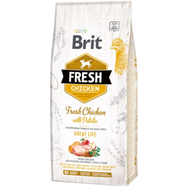 Image of Brit Fresh Adult Great Life Pollo e Patate - 12 Kg Croccantini per cani