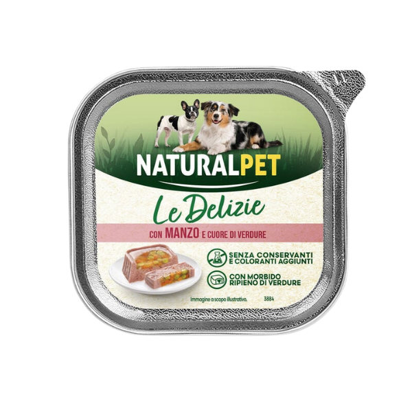 NaturalPet Le Delizie Paté ripieno Dog Adult All Breeds 150 gr - Cuore di verdure con manzo - Confezione da 6 pezzi- Sped. gratis da 29€