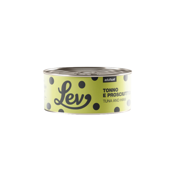 Lev Cat Adult Umido Complementare 140 gr - tonno e prosciutto - Confezione da 6 pezzi - Cibo umido per gatti - 10% sconto su LEV CAT con codice: NCBLACK