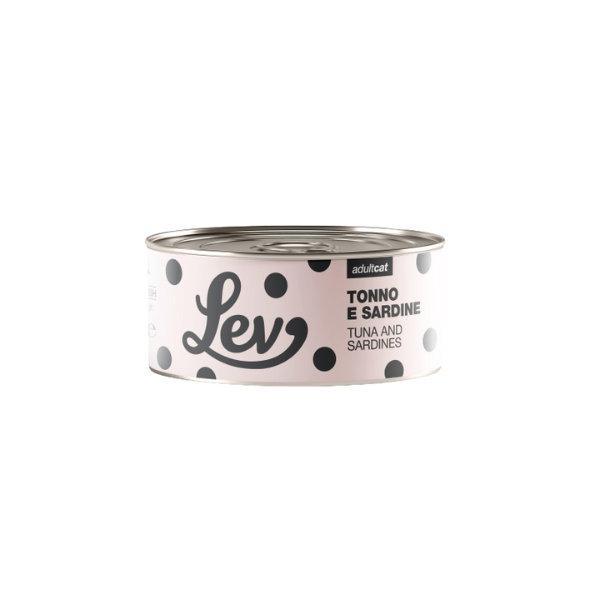 Lev Cat Adult Umido Complementare 140 gr (scadenza: 25/04/2026) - tonno e sardine - Confezione da 6 pezzi - Cibo umido per gatti - SPEDIZIONE GRATIS da 39€