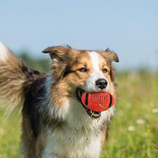 PetUp Joy Palla da football in lattice con squeaker
