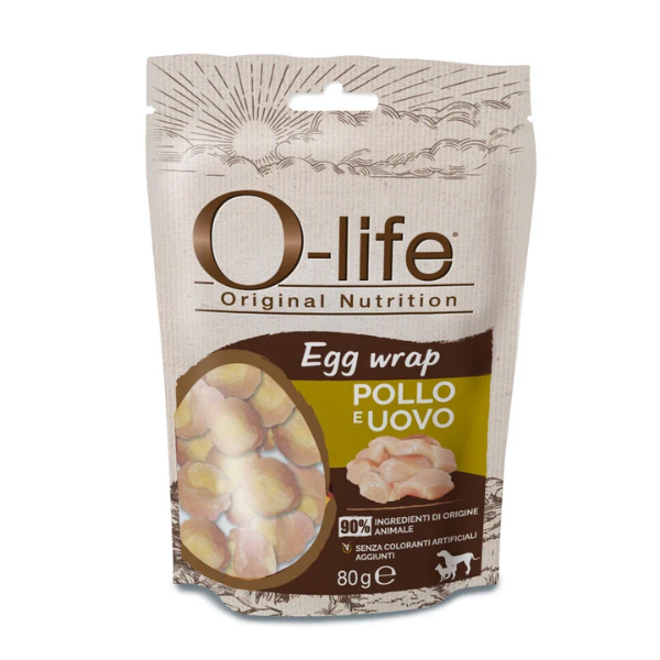 O-life Adult Egg Wrap Snack morbidi per cani 80 gr - Pollo e uovo - 1° ORDINE? scegli tra BZR5 / BZR20 + 200 pt fedeltà