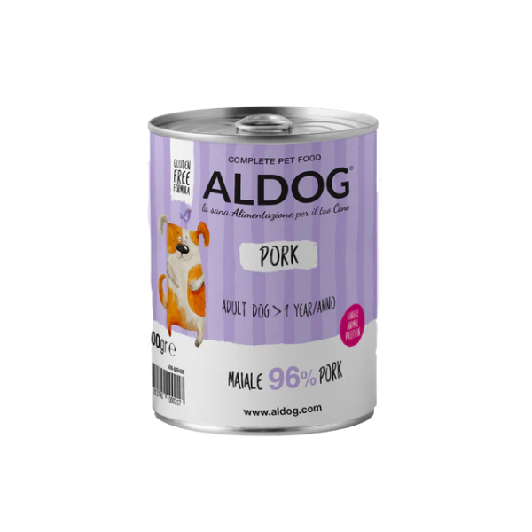 Aldog Super Premium Adult All Breeds 400 gr - Maiale - Confezione da 6 pezzi - Umido Monoproteico Cane - 1° ORDINE? scegli tra BZR5 / BZR20 + 200 pt fedeltà