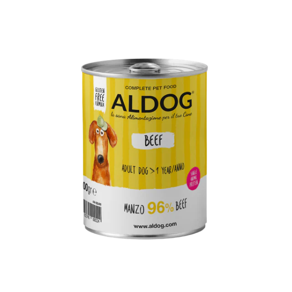 Aldog Super Premium Adult All Breeds 400 gr - Manzo - Confezione da 6 pezzi - Umido Monoproteico Cane - 1° ORDINE? scegli tra BZR5 / BZR20 + 200 pt fedeltà